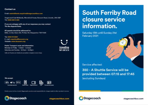 Sluice Road Closure – 350 Service Information